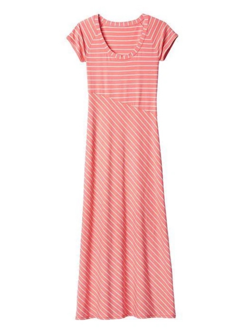 Athleta Coral and White Stripe Maxi Dress